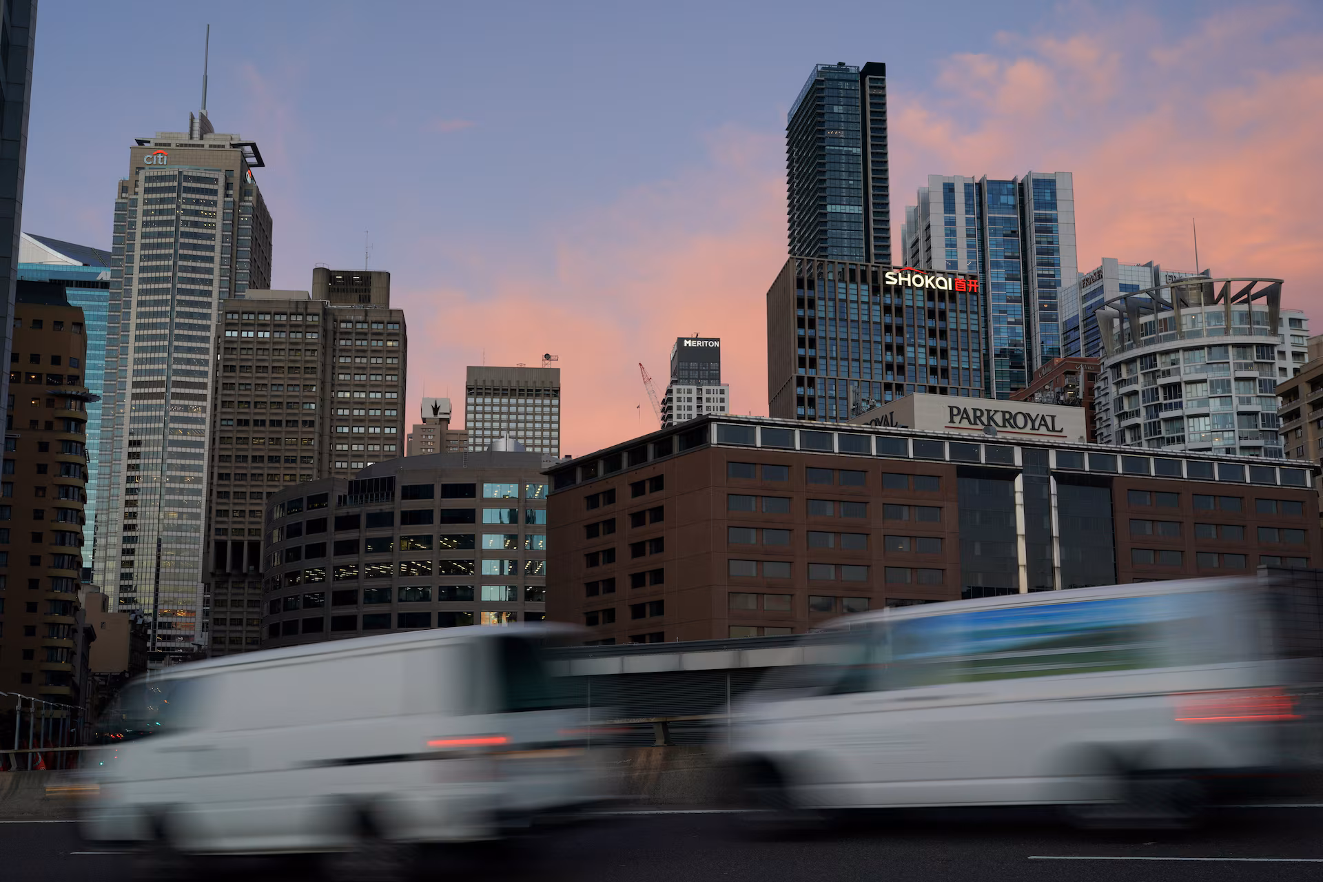 The Central Business District (CBD) skyline is pictured at sunset in Sydney