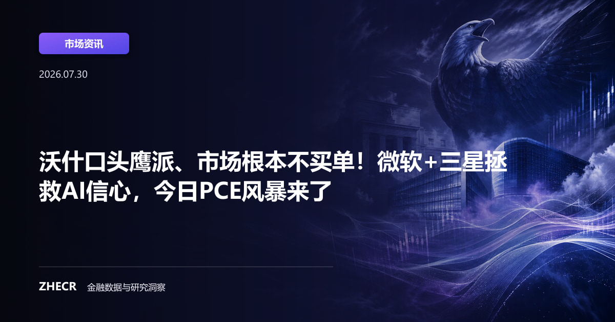 沃什口头鹰派、市场根本不买单！微软+三星拯救AI信心，今日PCE风暴来了