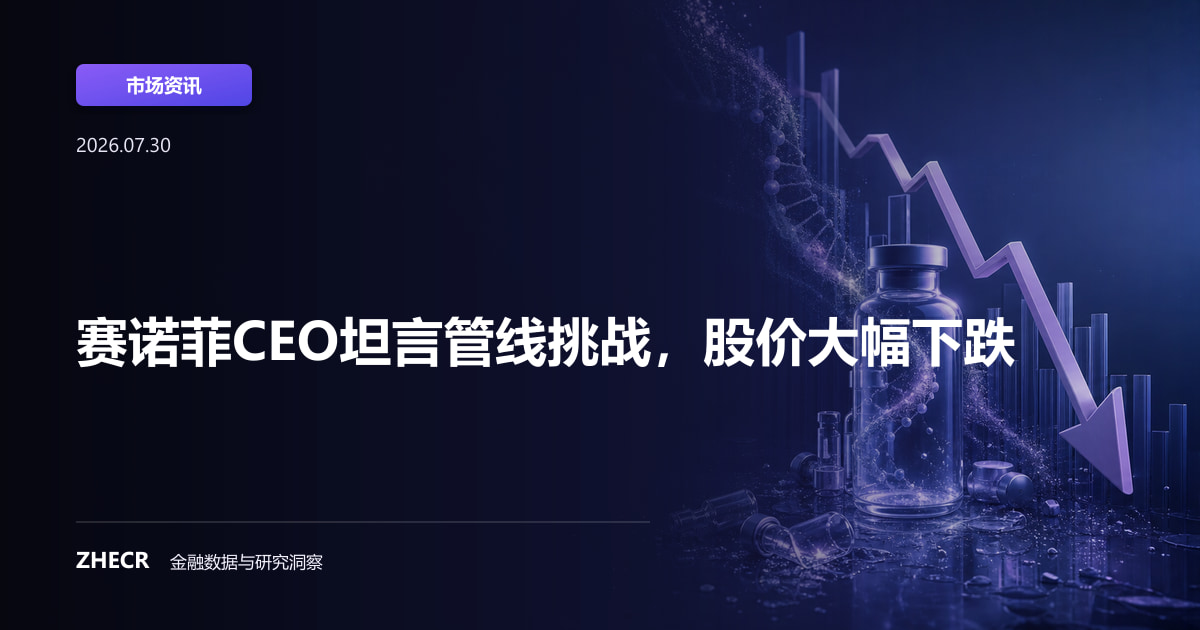 赛诺菲CEO坦言管线挑战，股价大幅下跌