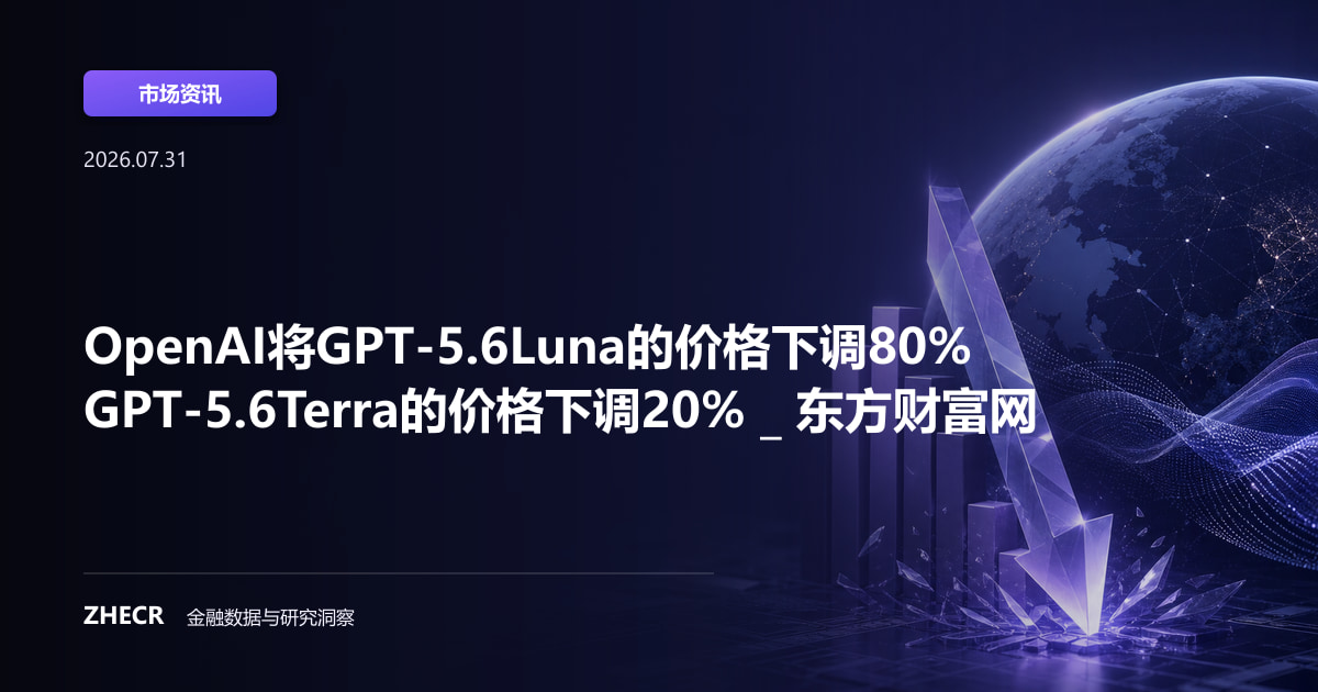 OpenAI将GPT-5.6Luna的价格下调80% GPT-5.6Terra的价格下调20% _ 东方财富网