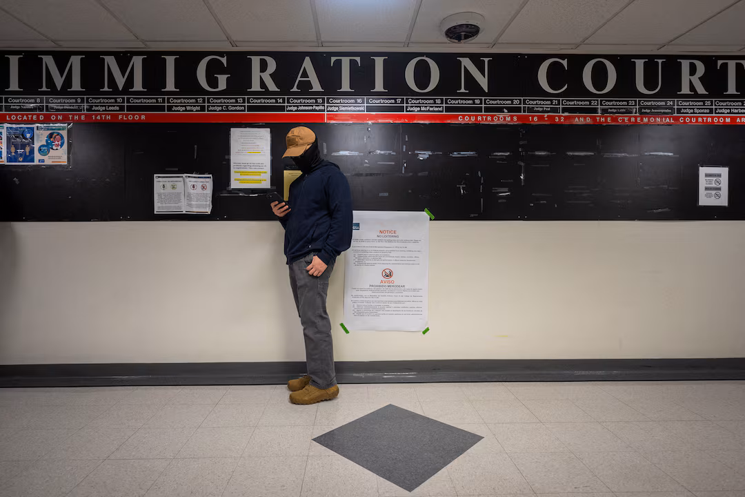 Federal immigration officers at U.S. Immigration Court in New York City