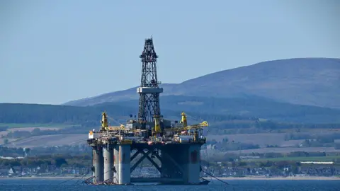 The Well-Safe Defender oil rigs is seen on the Cromarty Firth on the north-east coast of Scotland