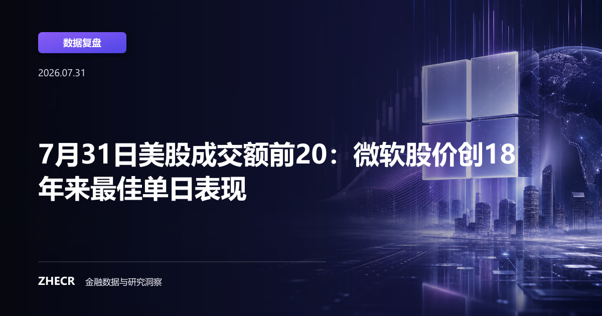 7月31日美股成交额前20：微软股价创18年来最佳单日表现