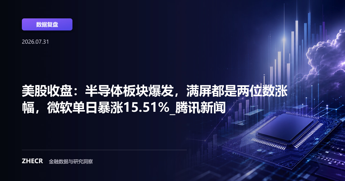 美股收盘：半导体板块爆发，满屏都是两位数涨幅，微软单日暴涨15.51%_腾讯新闻