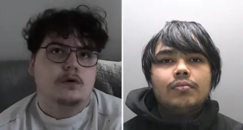 Metropolitan Police Side-by-side police mugshots of Owen Flowers and Thalha Jubair