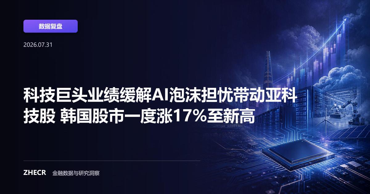 科技巨头业绩缓解AI泡沫担忧带动亚科技股 韩国股市一度涨17%至新高