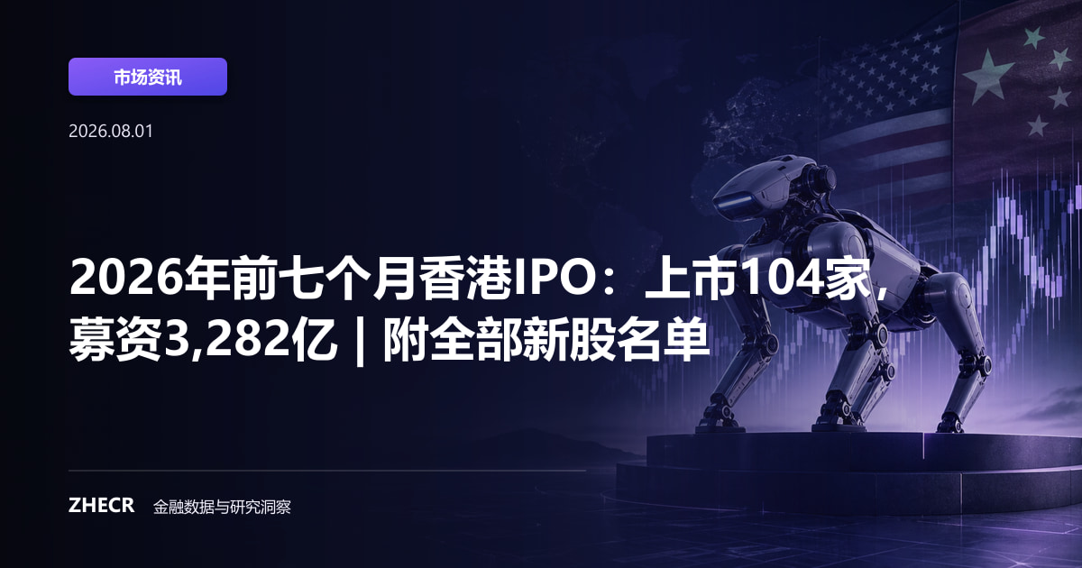 2026年前七个月香港IPO：上市104家，募资3,282亿 | 附全部新股名单