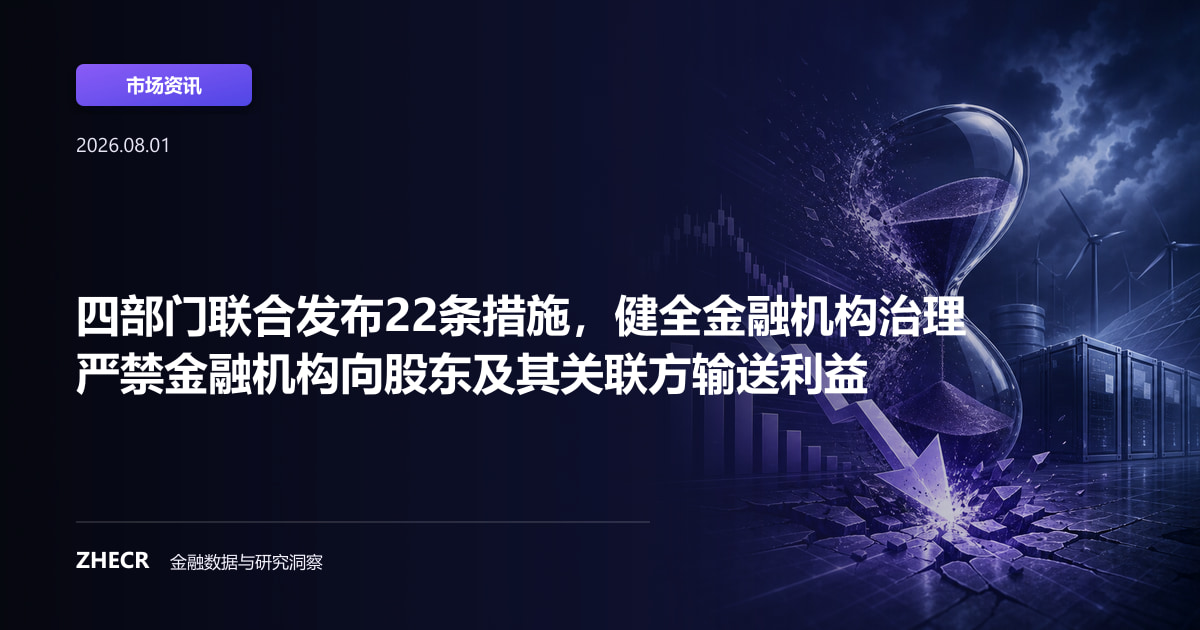 四部门联合发布22条措施，健全金融机构治理 严禁金融机构向股东及其关联方输送利益