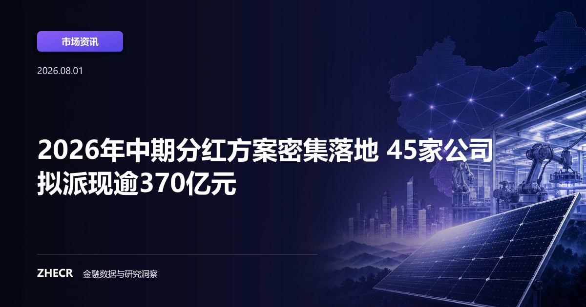 2026年中期分红方案密集落地 45家公司拟派现逾370亿元