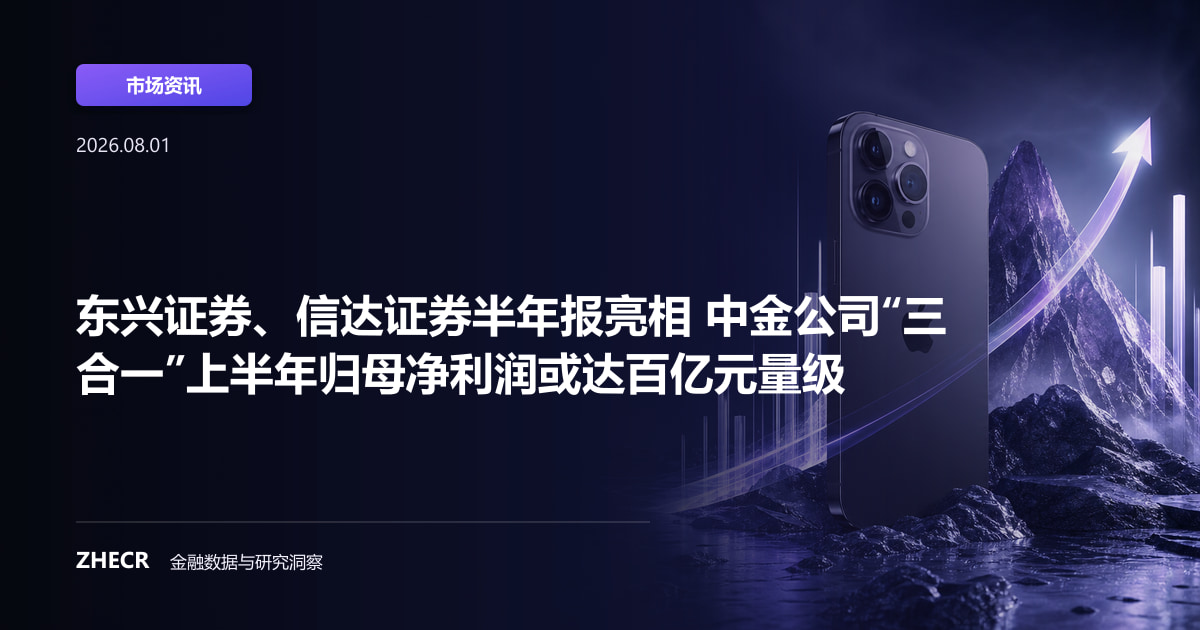 东兴证券、信达证券半年报亮相 中金公司“三合一”上半年归母净利润或达百亿元量级
