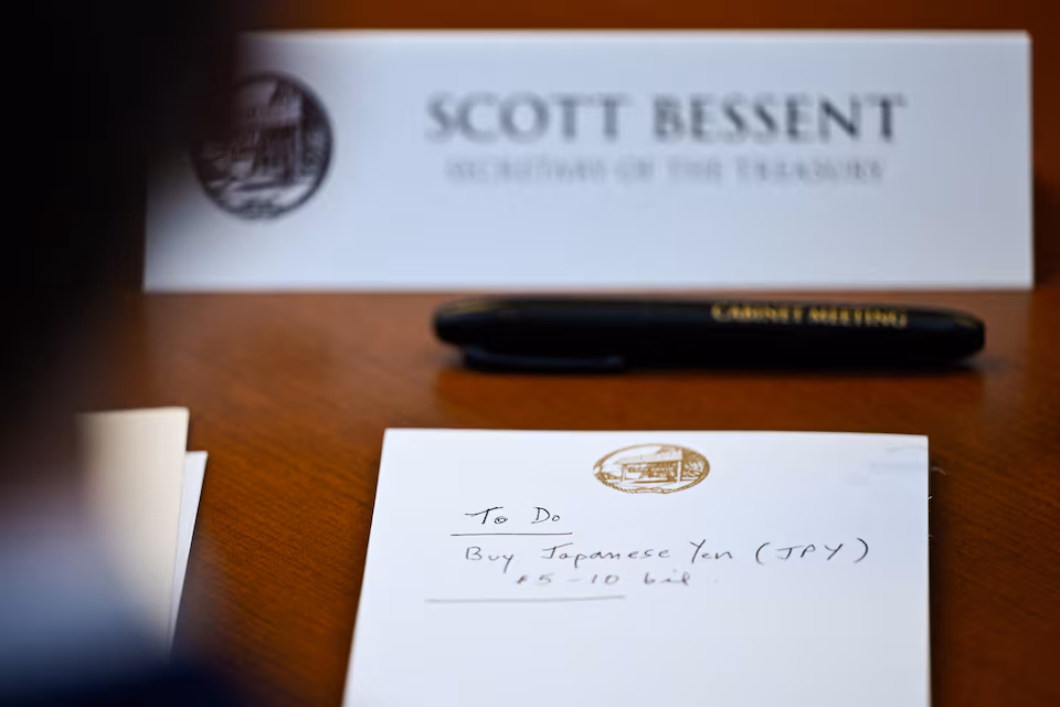U.S. President Trump participates in a cabinet meeting at Camp David in Thurmont, Maryland