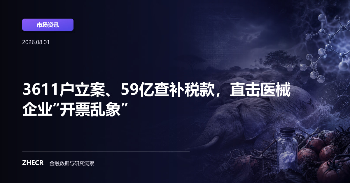 3611户立案、59亿查补税款，直击医械企业“开票乱象”