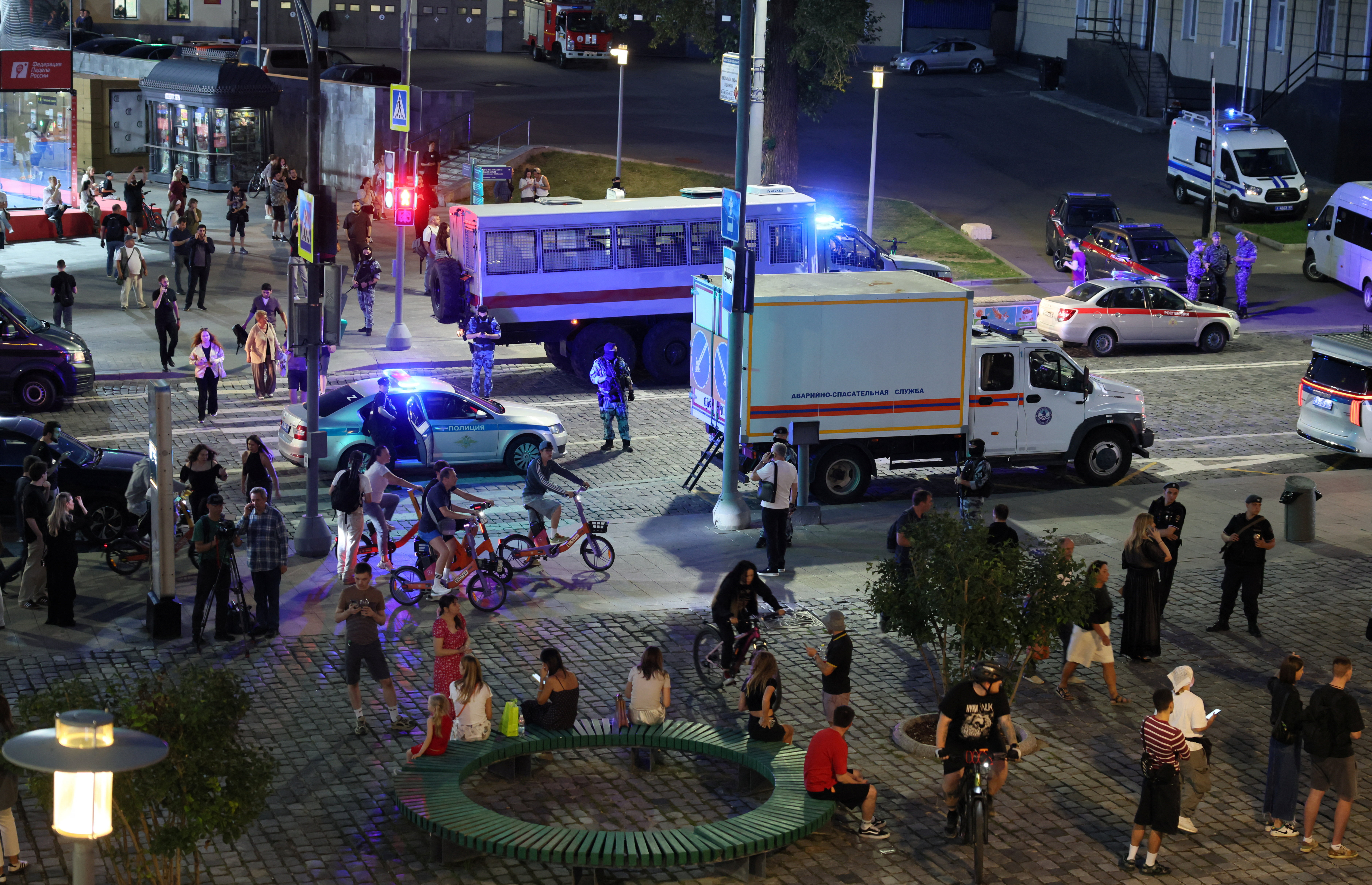 The site of an explosion at a restaurant in Moscow