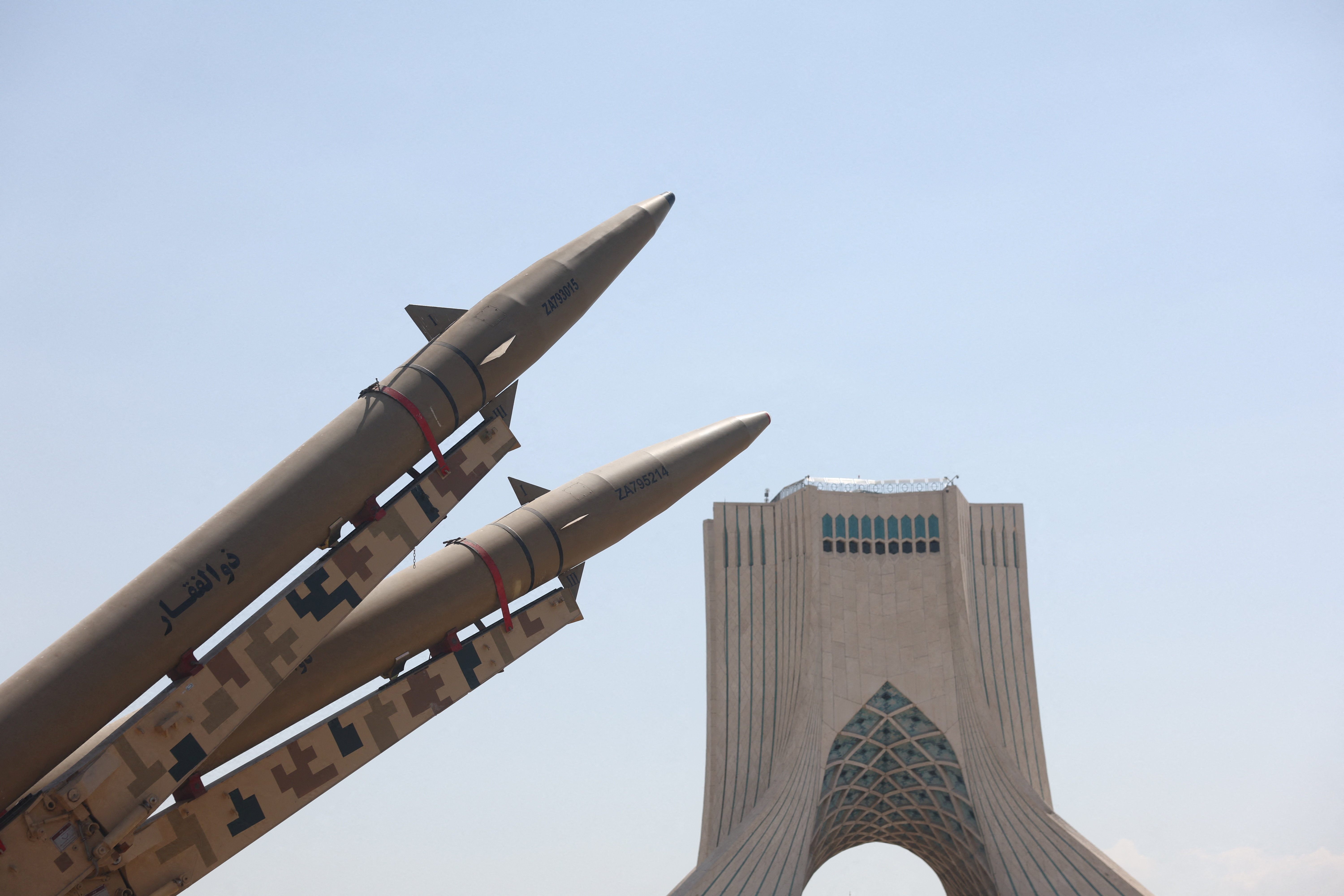 Iranian missile system is displayed in Azadi Square in Tehran
