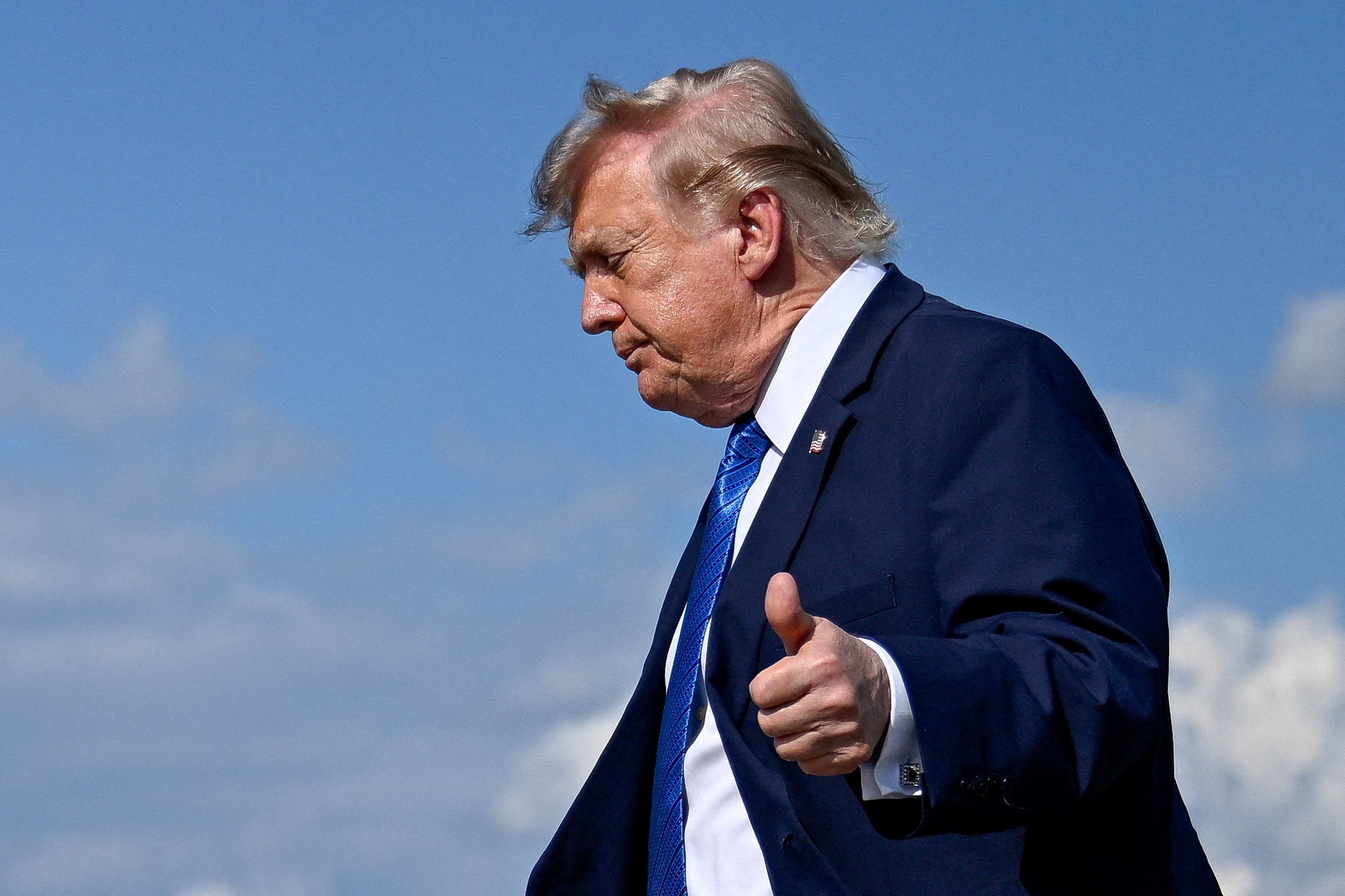 U.S. President Trump arrives at Morristown Municipal Airport