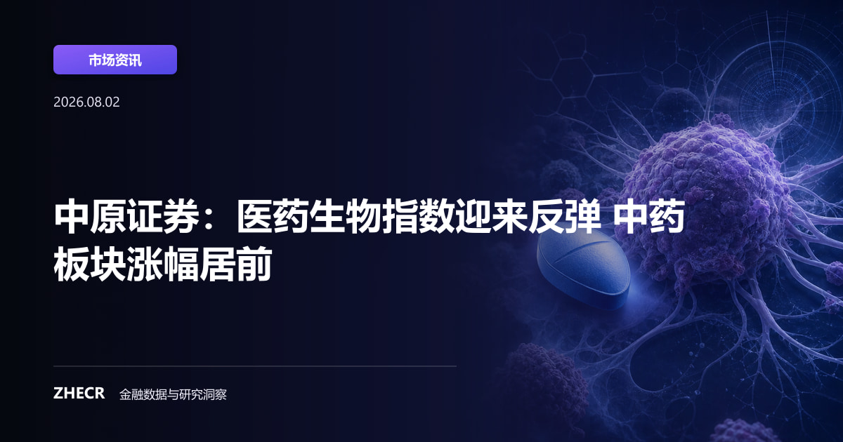 中原证券：医药生物指数迎来反弹 中药板块涨幅居前