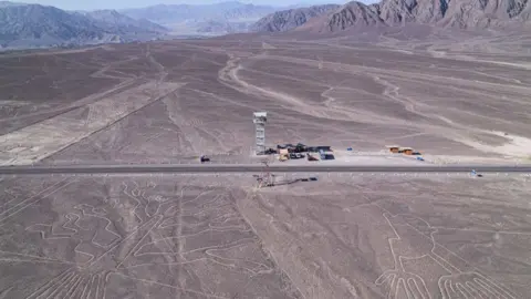 AFP via Getty Images aerial shot of Nazca lines, line drawings in desert sand