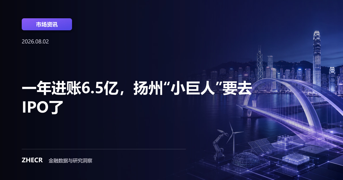 一年进账6.5亿，扬州“小巨人”要去IPO了