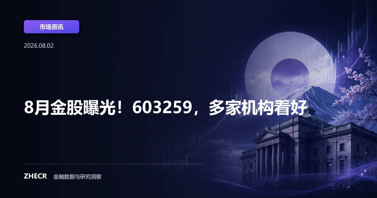 8月金股曝光！603259，多家机构看好
