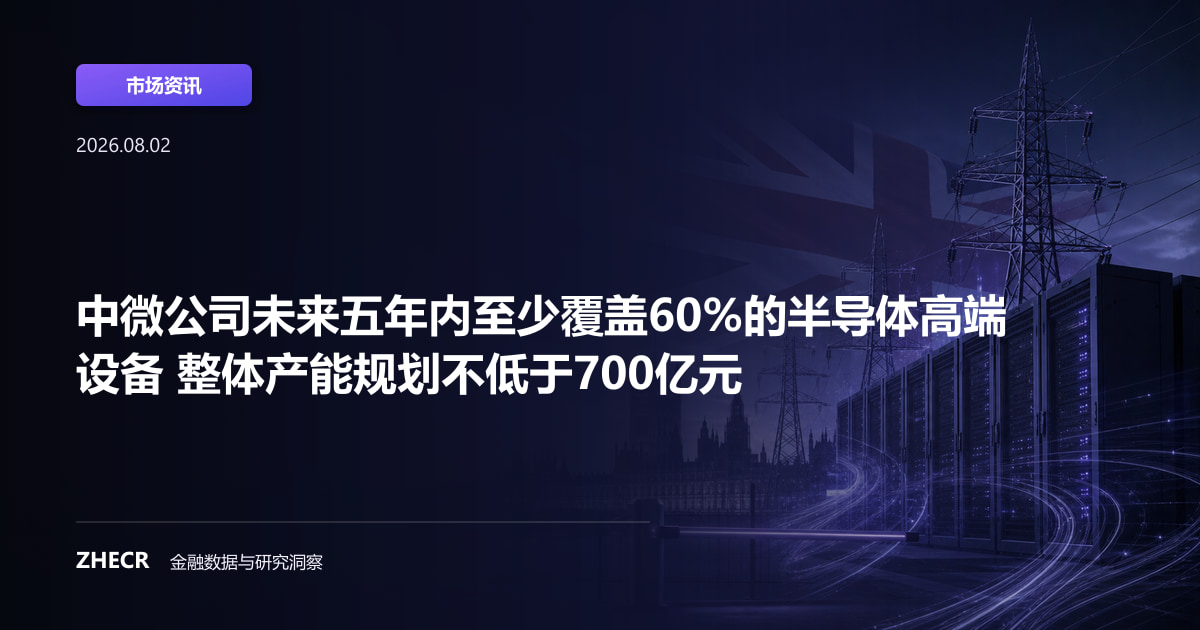 中微公司未来五年内至少覆盖60%的半导体高端设备 整体产能规划不低于700亿元