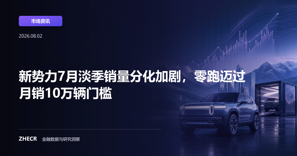 新势力7月淡季销量分化加剧，零跑迈过月销10万辆门槛