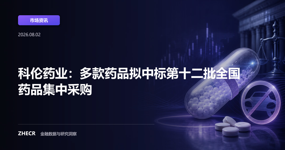 科伦药业：多款药品拟中标第十二批全国药品集中采购