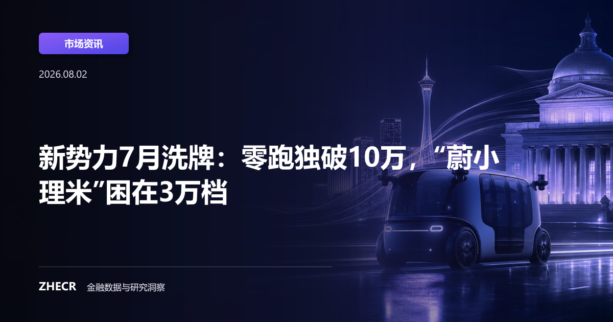 新势力7月洗牌：零跑独破10万，“蔚小理米”困在3万档