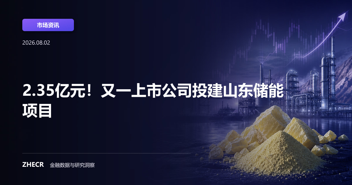 2.35亿元！又一上市公司投建山东储能项目