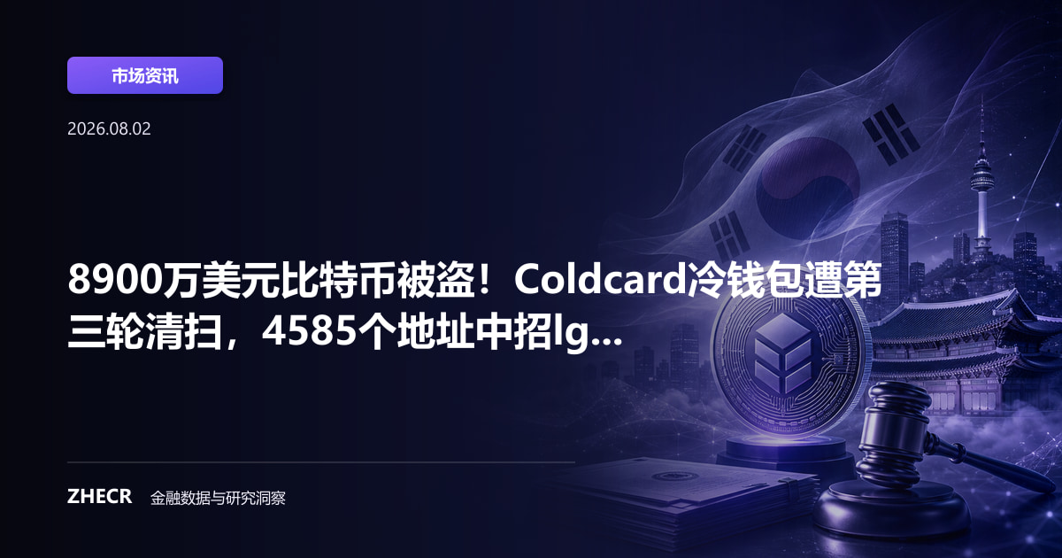 8900万美元比特币被盗！Coldcard冷钱包遭第三轮清扫，4585个地址中招lg...