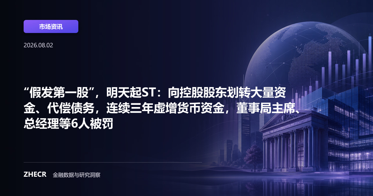 “假发第一股”，明天起ST：向控股股东划转大量资金、代偿债务，连续三年虚增货币资金，董事局主席、总经理等6人被罚