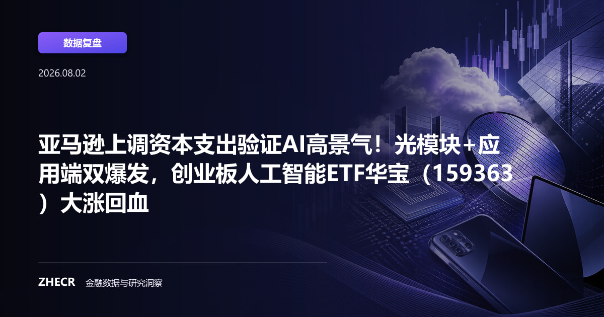亚马逊上调资本支出验证AI高景气！光模块+应用端双爆发，创业板人工智能ETF华宝（159363）大涨回血