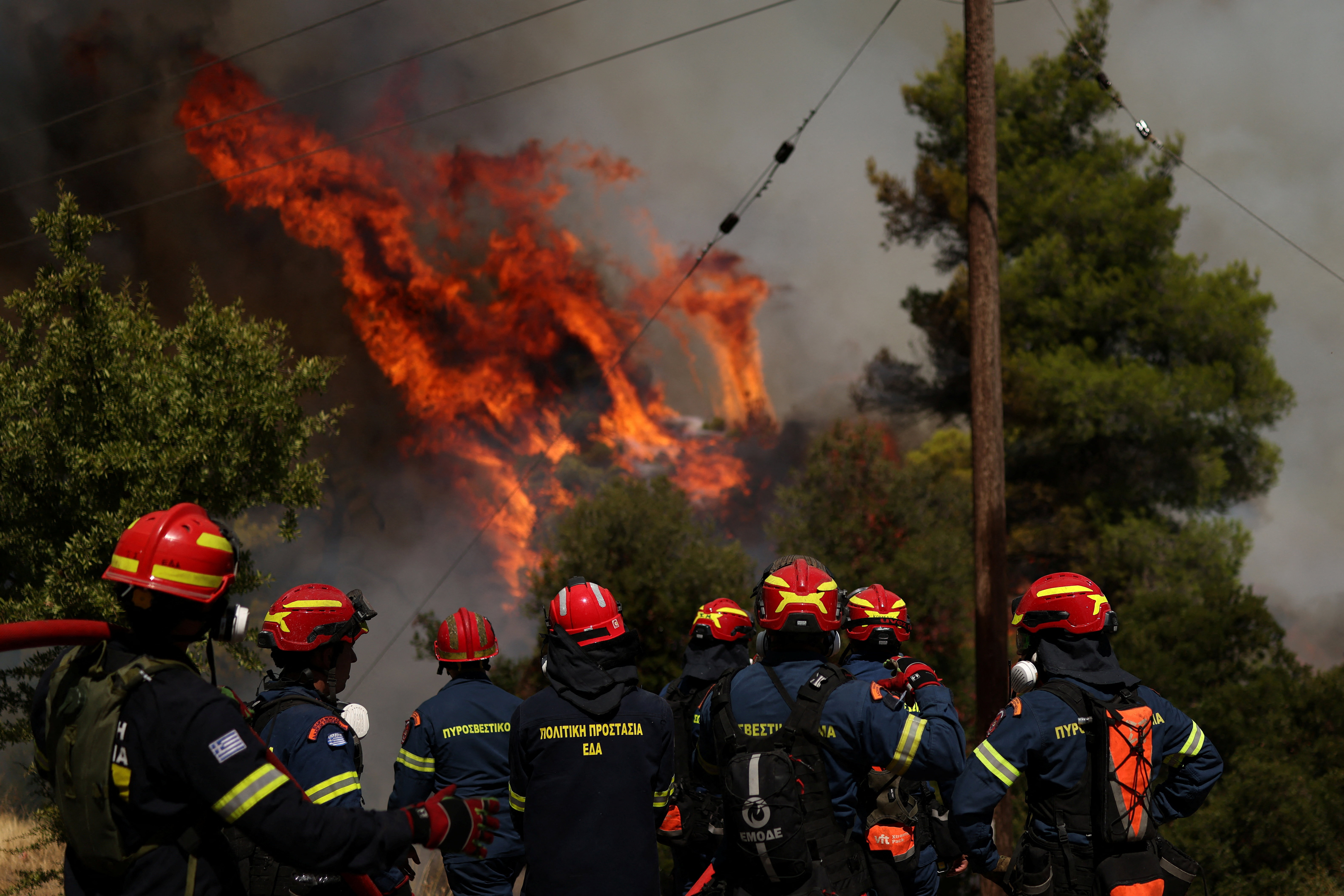 Wildfire burns near Agia Paraskevi