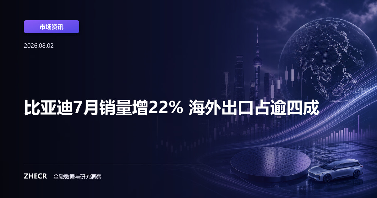 比亚迪7月销量增22% 海外出口占逾四成
