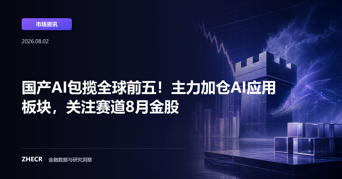 国产AI包揽全球前五！主力加仓AI应用板块，关注赛道8月金股