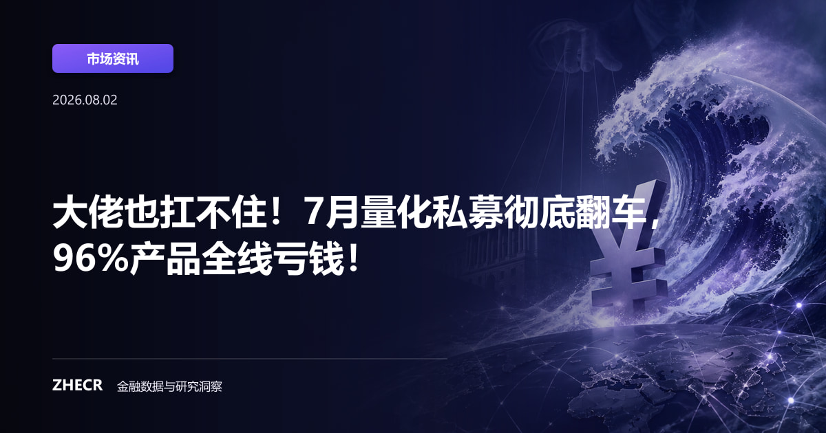 大佬也扛不住！7月量化私募彻底翻车，96%产品全线亏钱！