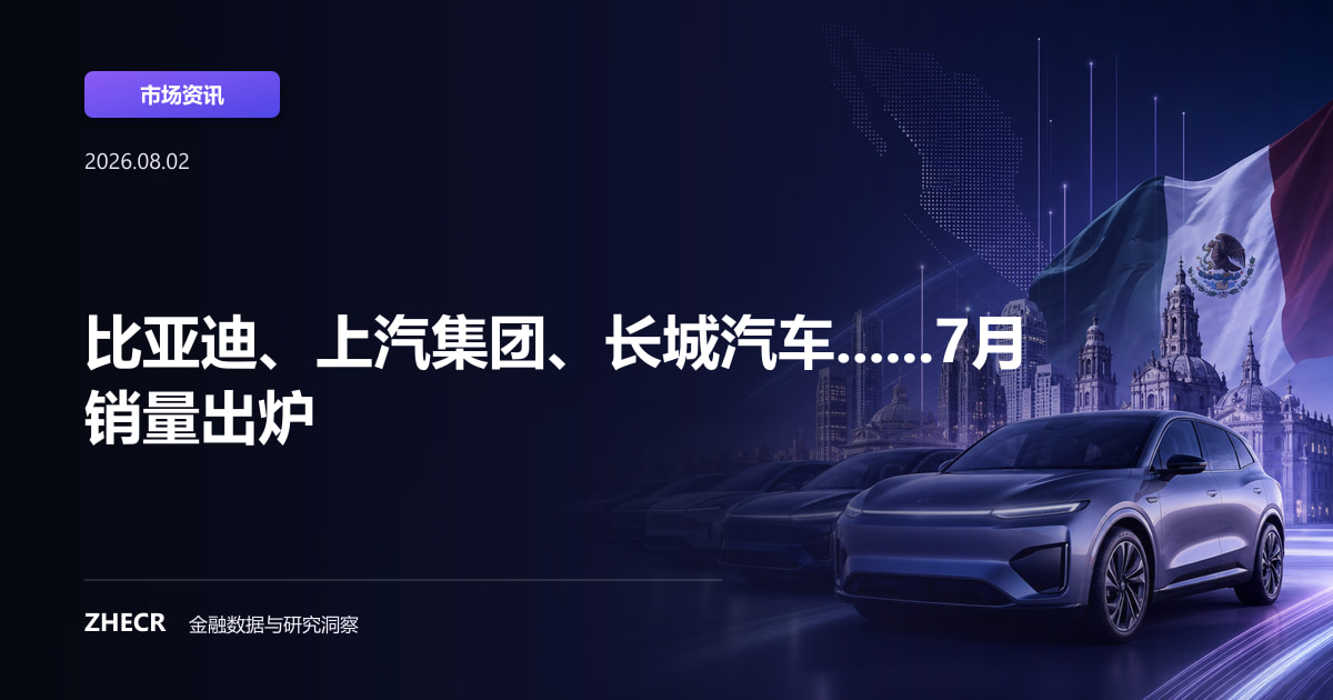 比亚迪、上汽集团、长城汽车......7月销量出炉