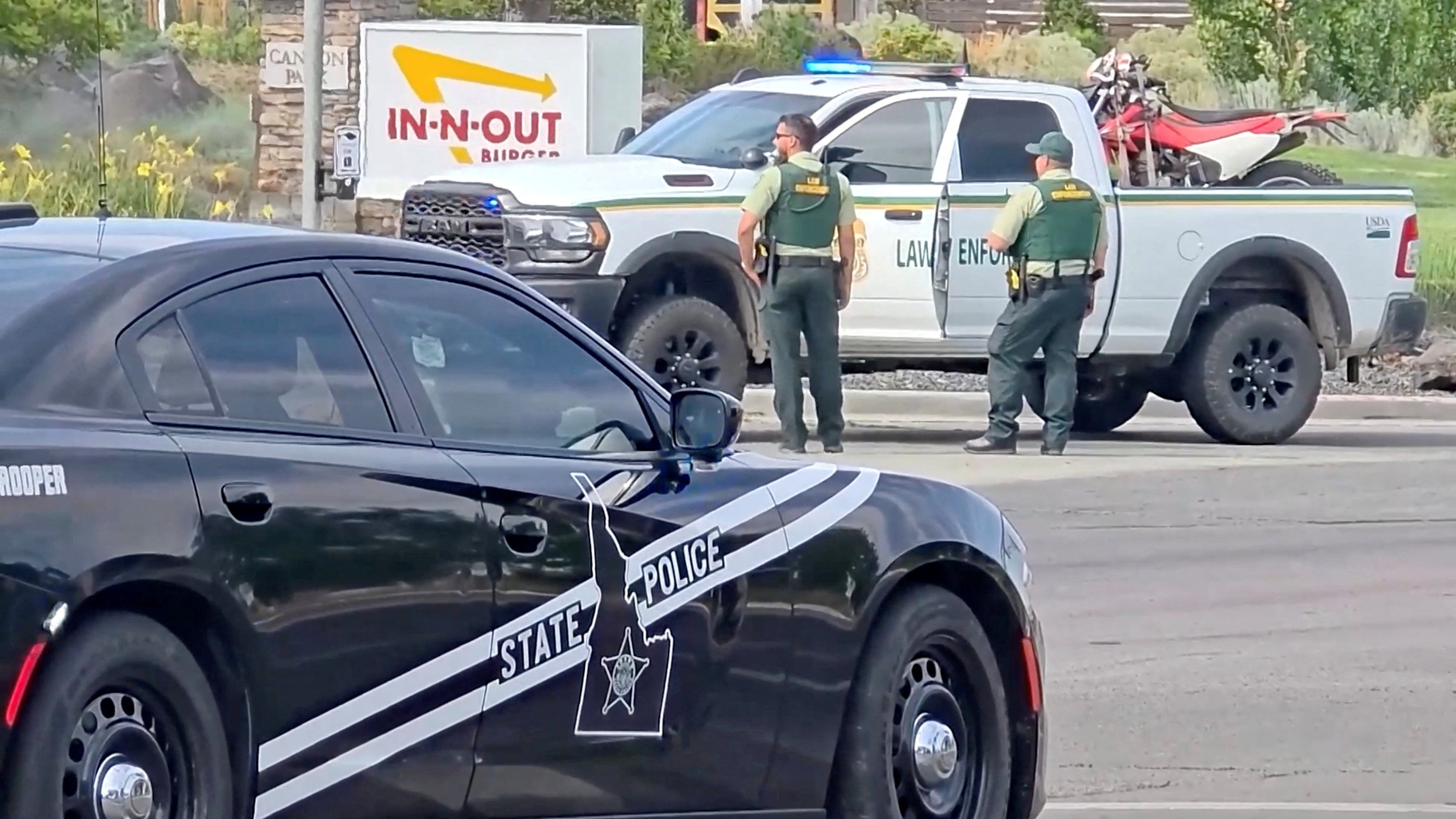 Emergency responders at the site of a fatal shooting incident in Twin Falls