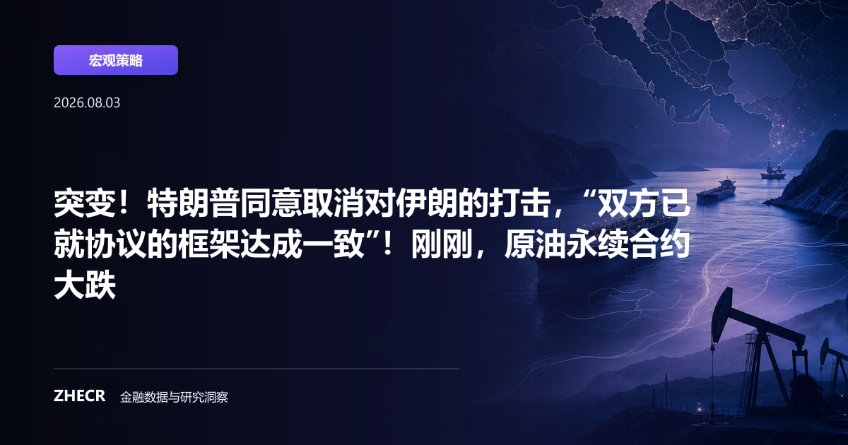 突变！特朗普同意取消对伊朗的打击，“双方已就协议的框架达成一致”！刚刚，原油永续合约大跌