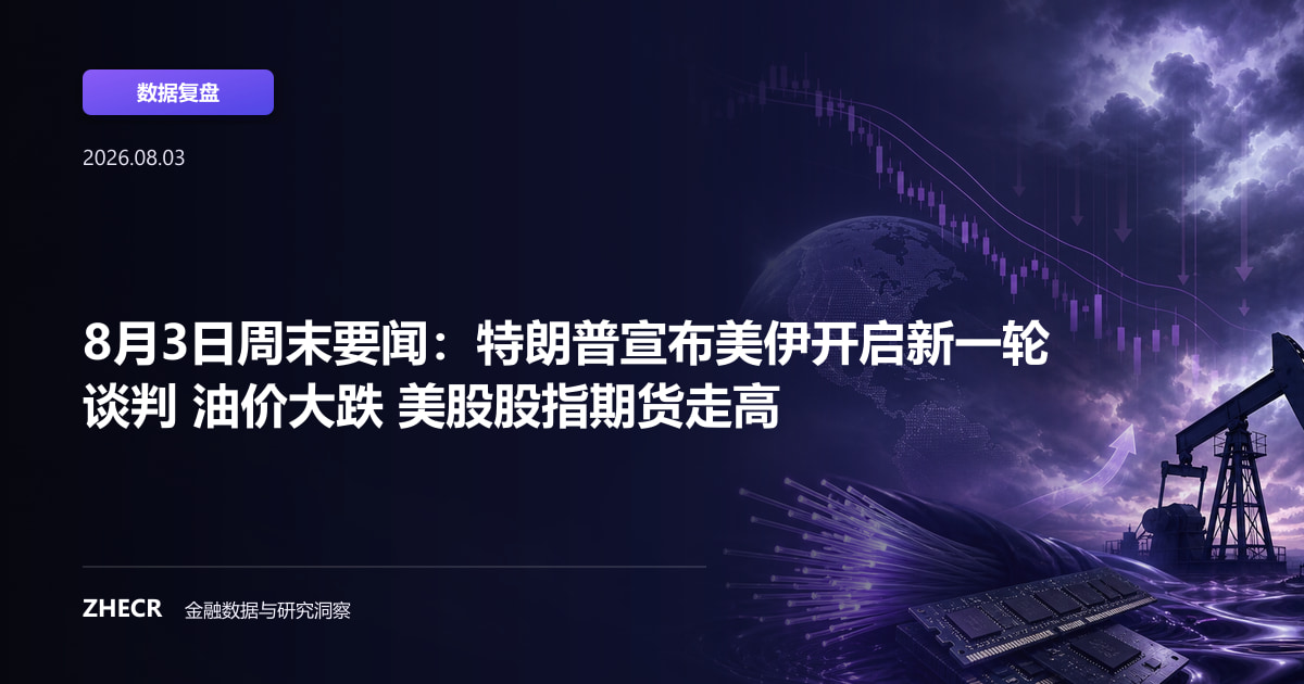8月3日周末要闻：特朗普宣布美伊开启新一轮谈判 油价大跌 美股股指期货走高