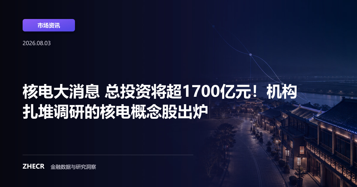 核电大消息 总投资将超1700亿元！机构扎堆调研的核电概念股出炉