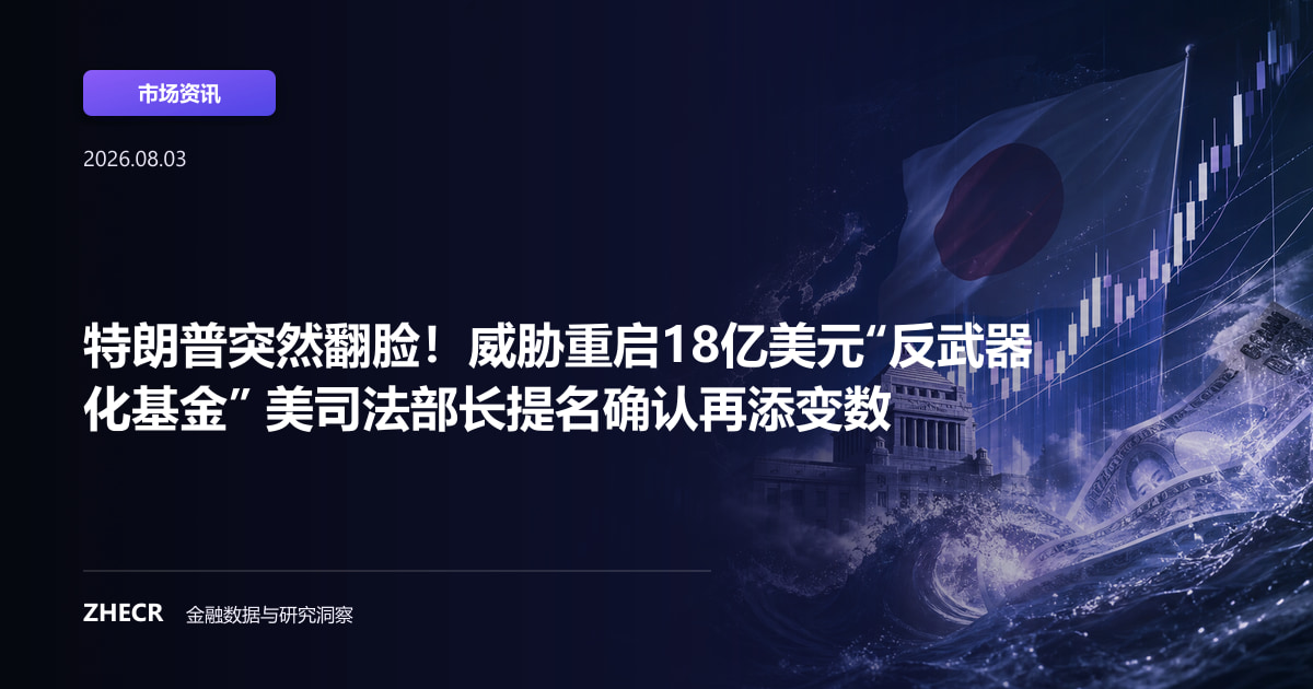 特朗普突然翻脸！威胁重启18亿美元“反武器化基金” 美司法部长提名确认再添变数