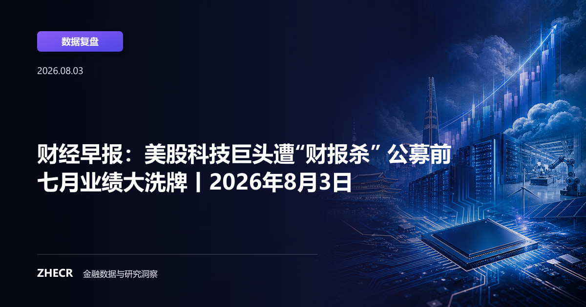 财经早报：美股科技巨头遭“财报杀” 公募前七月业绩大洗牌丨2026年8月3日
