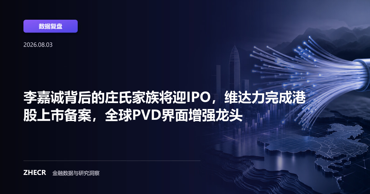 李嘉诚背后的庄氏家族将迎IPO，维达力完成港股上市备案，全球PVD界面增强龙头