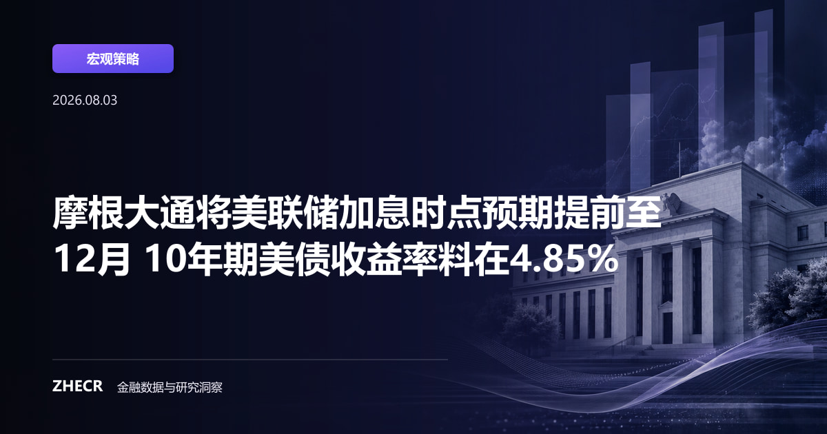摩根大通将美联储加息时点预期提前至12月 10年期美债收益率料在4.85%