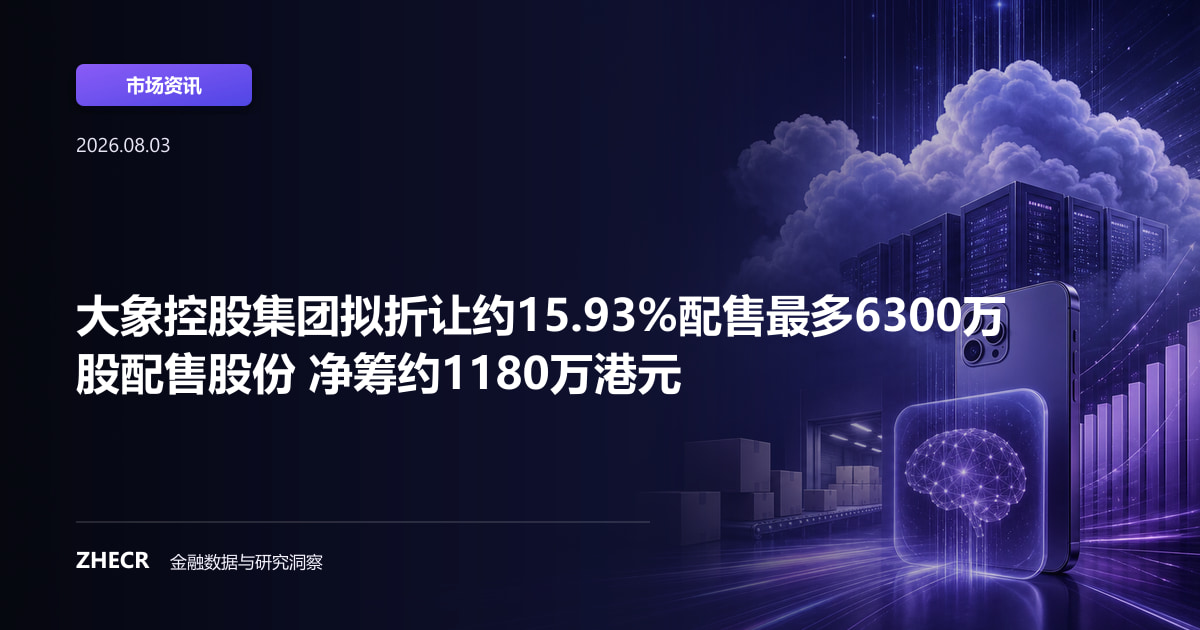 大象控股集团拟折让约15.93%配售最多6300万股配售股份 净筹约1180万港元