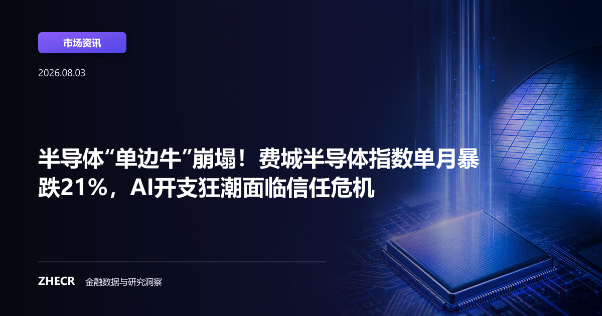 半导体“单边牛”崩塌！费城半导体指数单月暴跌21%，AI开支狂潮面临信任危机