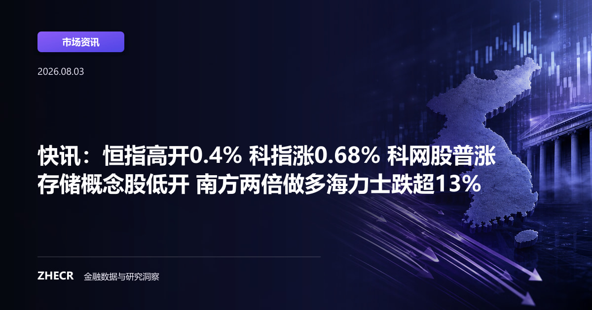 快讯：恒指高开0.4% 科指涨0.68% 科网股普涨 存储概念股低开 南方两倍做多海力士跌超13%