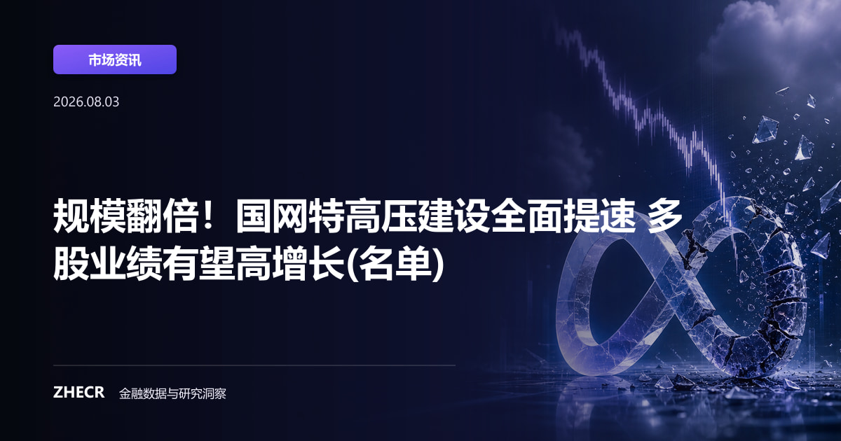 规模翻倍！国网特高压建设全面提速 多股业绩有望高增长(名单)