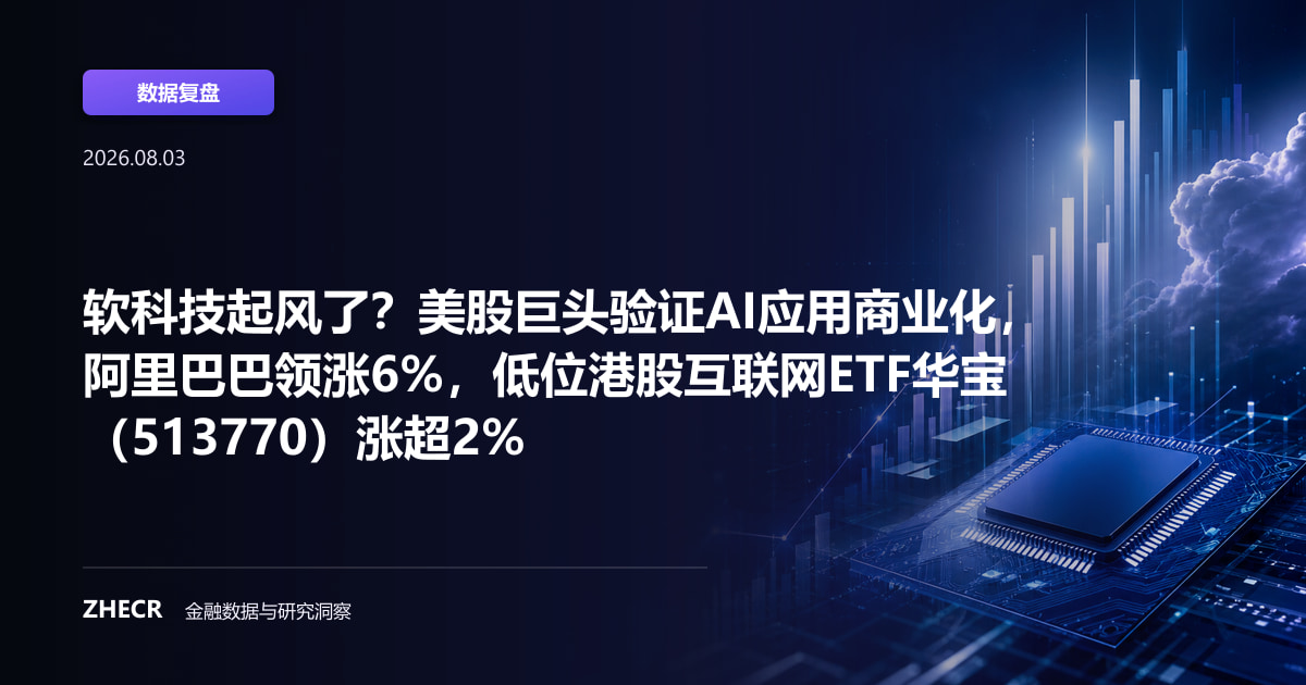 软科技起风了？美股巨头验证AI应用商业化，阿里巴巴领涨6%，低位港股互联网ETF华宝（513770）涨超2%