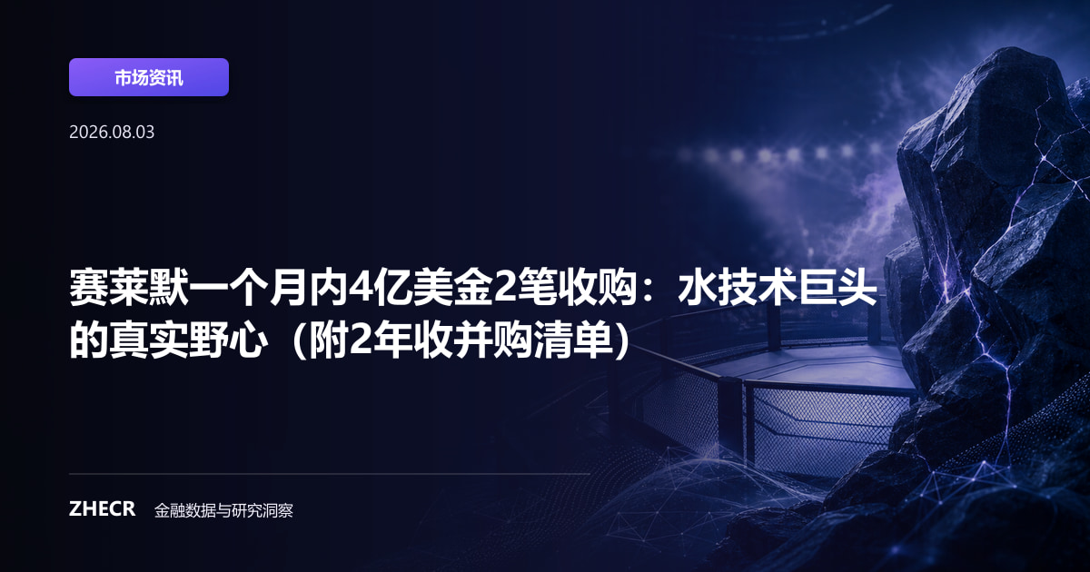 赛莱默一个月内4亿美金2笔收购：水技术巨头的真实野心（附2年收并购清单）